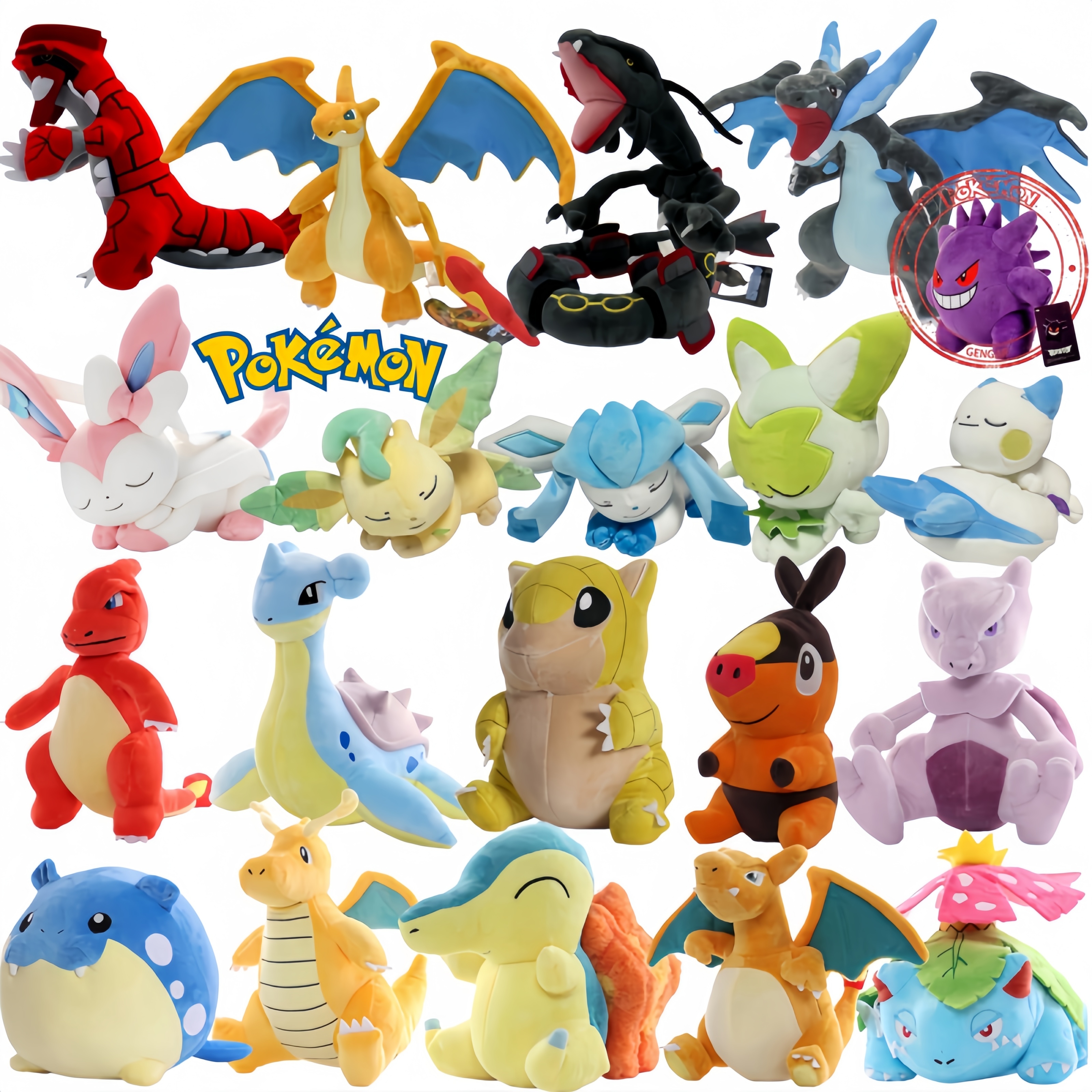 New Pokemon Plush Toys Groudon Rayquaza Charizard Sylveon Leafeon Glaceon Lapras Cyndaquil Soft Stuffed Animals Toys Kids
