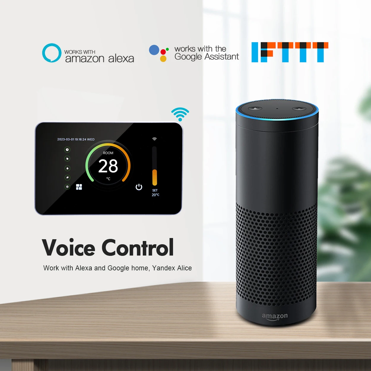 WiFi Smart Thermostat with LED Touch Screen for Electric&Water Heating Temperature Control Compatible with Alexa Home