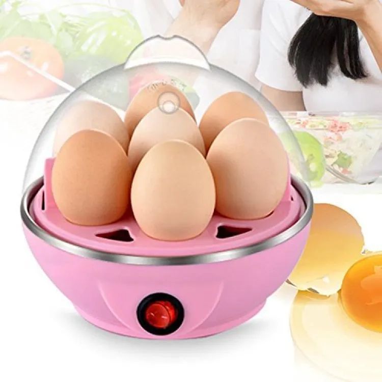 Multifunctional 2 in 1 Plastic Single Layer Electric Egg Boiling Steamer Egg Poacher - Pink