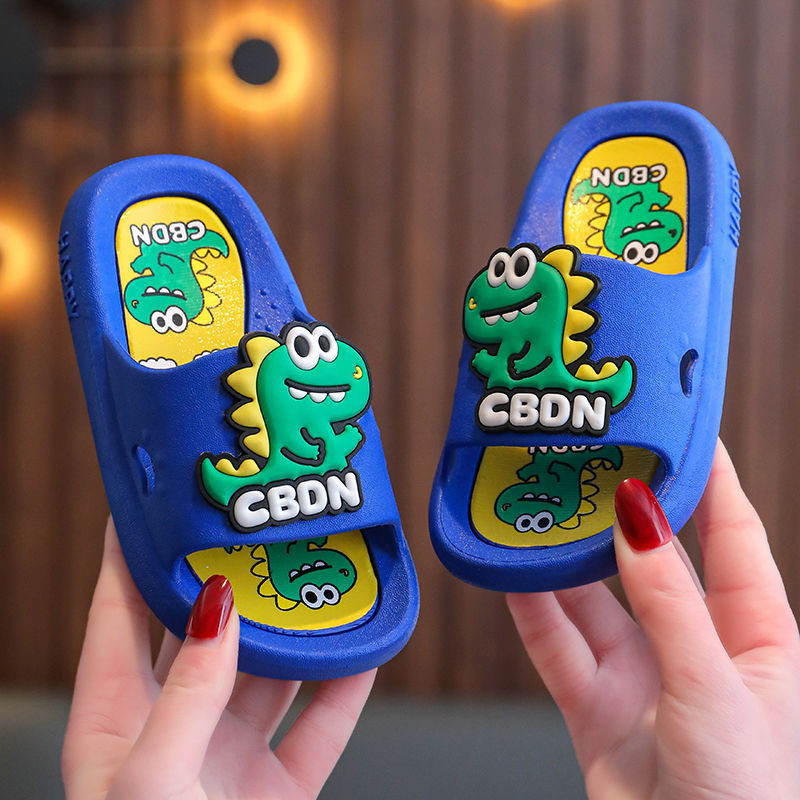 2026 Children's Dinosaur Themed Home Slippers Anti-Slip Cute Cartoon Boys Sandals PVC Material Comfortable Home Slippers