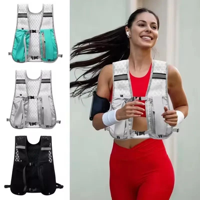 For Biking Cycling Running Storage Vest Lightweight Running Vest Reflective Hydration Water Chest Pack With Phone Storage Pocket