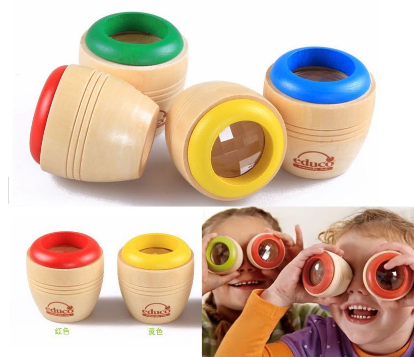 2PCS Wooden Magic Kaleidoscope Montessori Sensory Visual Toys Kids Early Learning Educational Puzzle Random Color Birthday