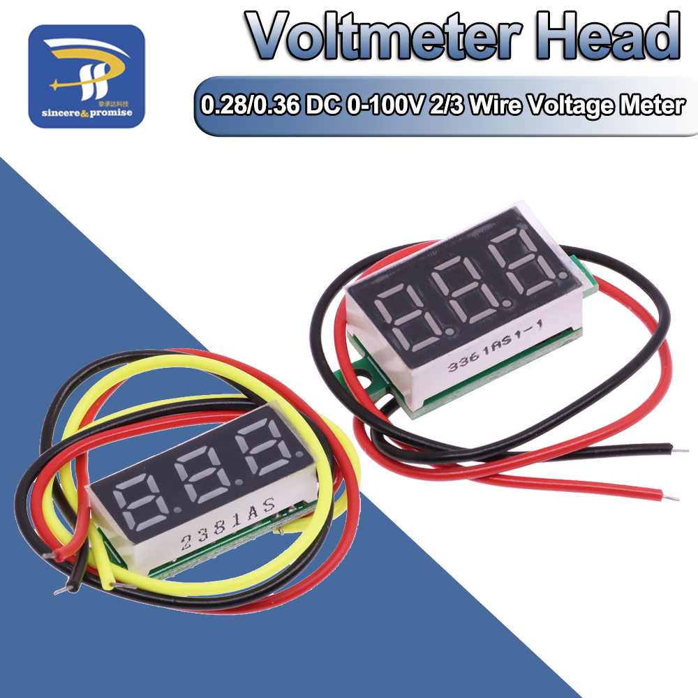 5 Color Available Mini LED Digital Voltmeter DC 4-30V 0.28 Inch 3 Wire DC 0-100V Volt Voltage Meter Gauge Tester LED Display