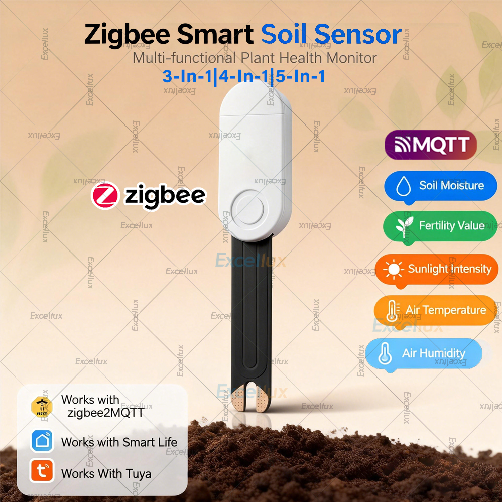 Zigbee Smart Soil Tester Moisture Sensor Sunlight Lux Fertility Air Temperature Humidity Meter Works With Tuya Smart Life Z2MQTT lightify