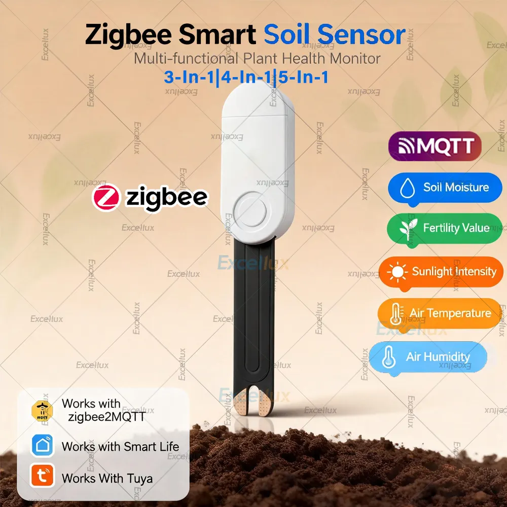 Zigbee Smart Soil Tester Moisture Sensor Sunlight Lux Fertility Air Temperature Humidity Meter Works With Tuya Smart Life Z2MQTT lightify - image 1