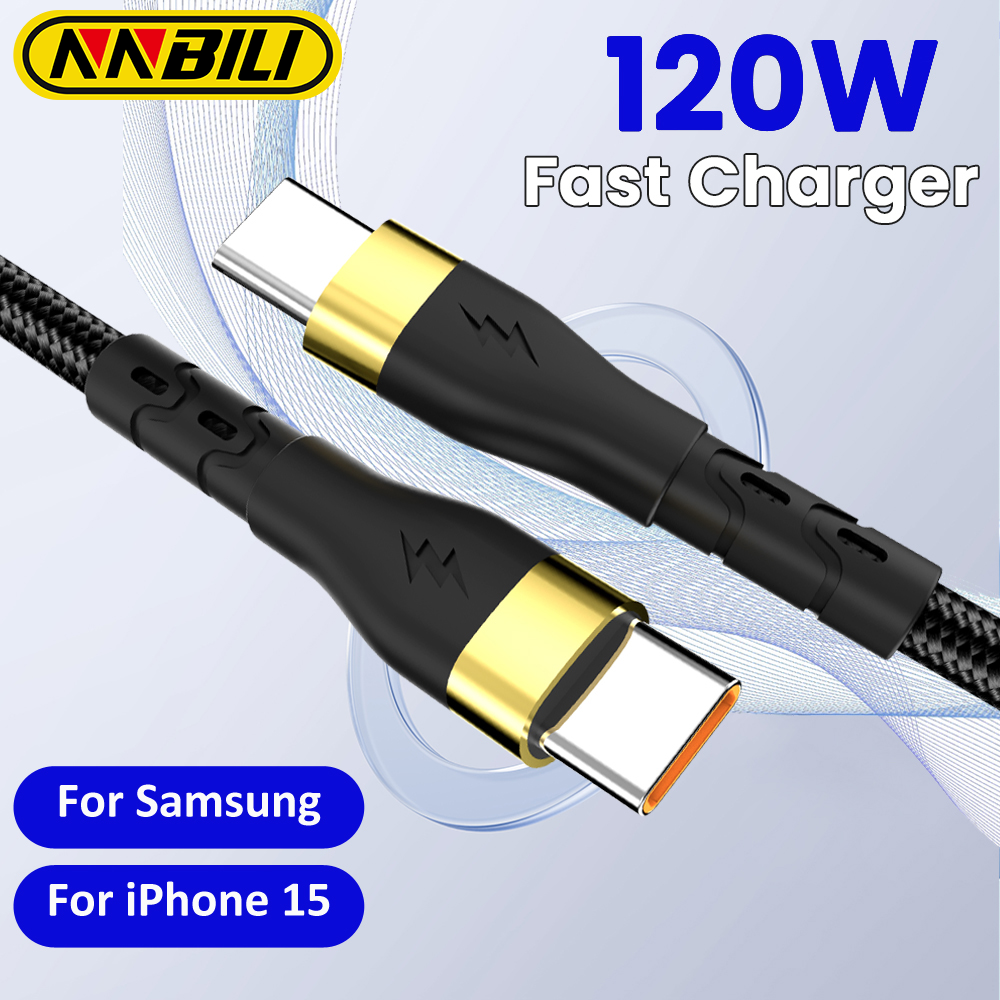 NNBILI PD 120W Super Fast Charging For S24 S23 Ultra USB C TO Type C Data Cord For iPhone 15 16 Pro Max