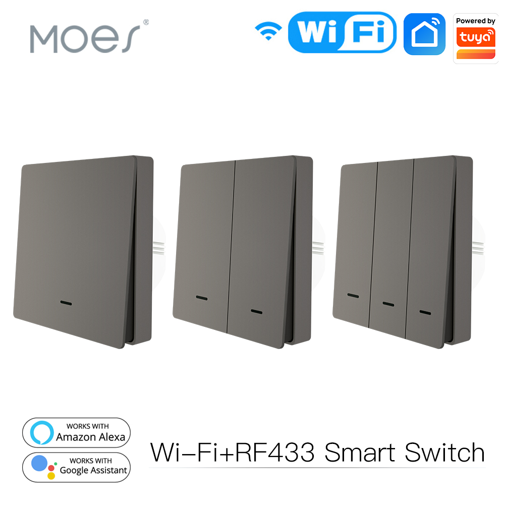 MOES Tuya WiFi Matter Smart Switch Light Button EU Verison Remote Control Homekit Smartthings Works With Alexa Home