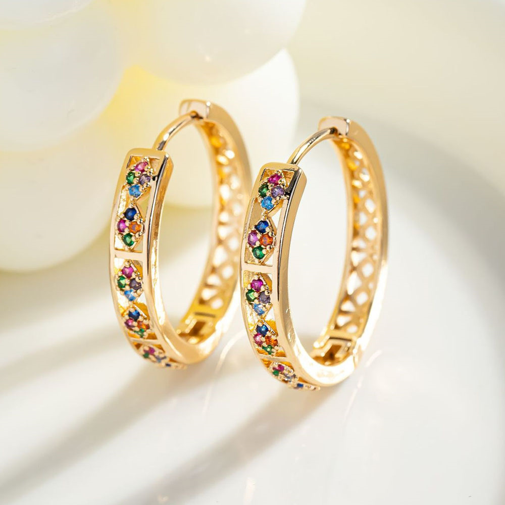 Rainbow Crystal Cute Butterfly White Zircon Hoop Earrings For Women Boho Gold Color Ear Buckle Bridal Jewelry Valentine Day