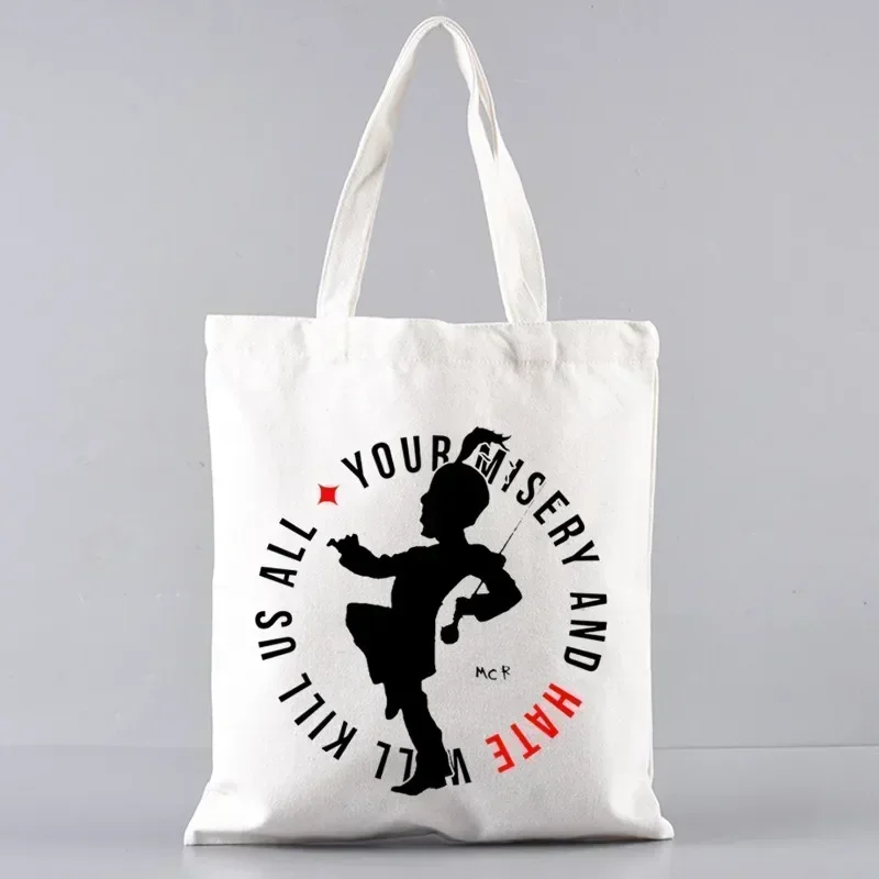 My Chemical Romance Mcr Dead Women Men Handbags Canvas Tote bags Reusable Cotton High capacity Shopping Bag