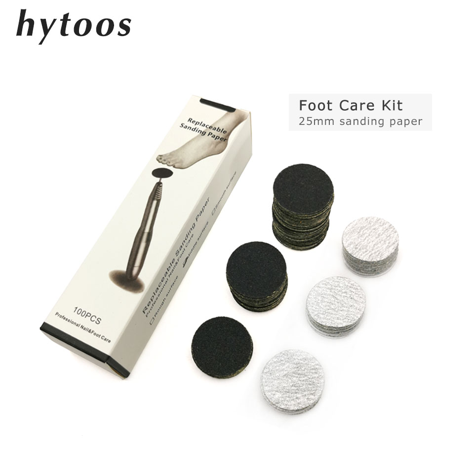 HYTOOS Foot Dead Skin Sandpaper Cuticle Callus Care 100PCS Replaceable Wheel Pedicure File Grinding Disc Tool