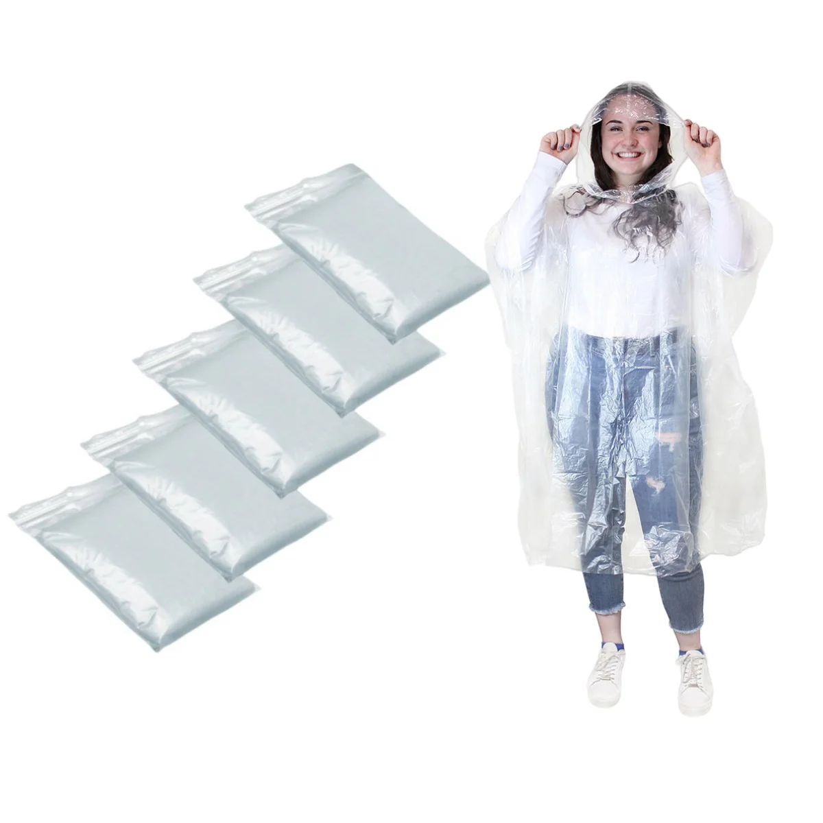 12Pcs Disposable Waterproof Raincoat Outdoor Hiking Mountain Travel Emergency Transparent Portable Poncho Rain