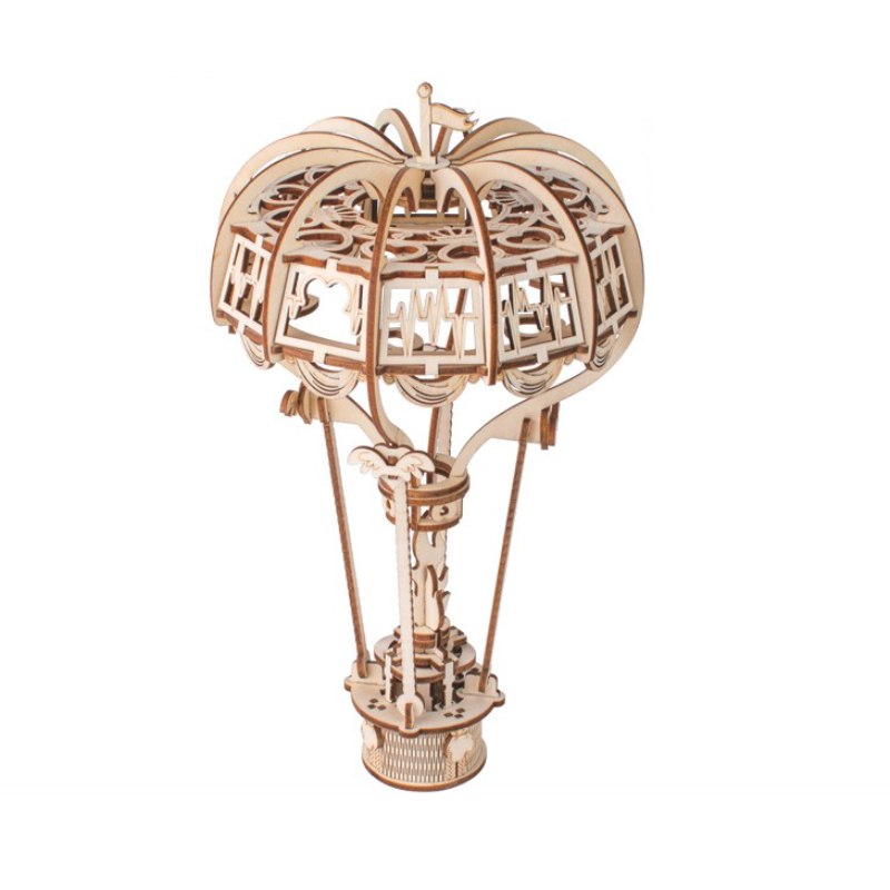 3D Hot Air Balloon Wooden Puzzle New Wooden 3D Stereoscopic Panel Insect Series Large 2-piece Handmade Model Enlightenment
