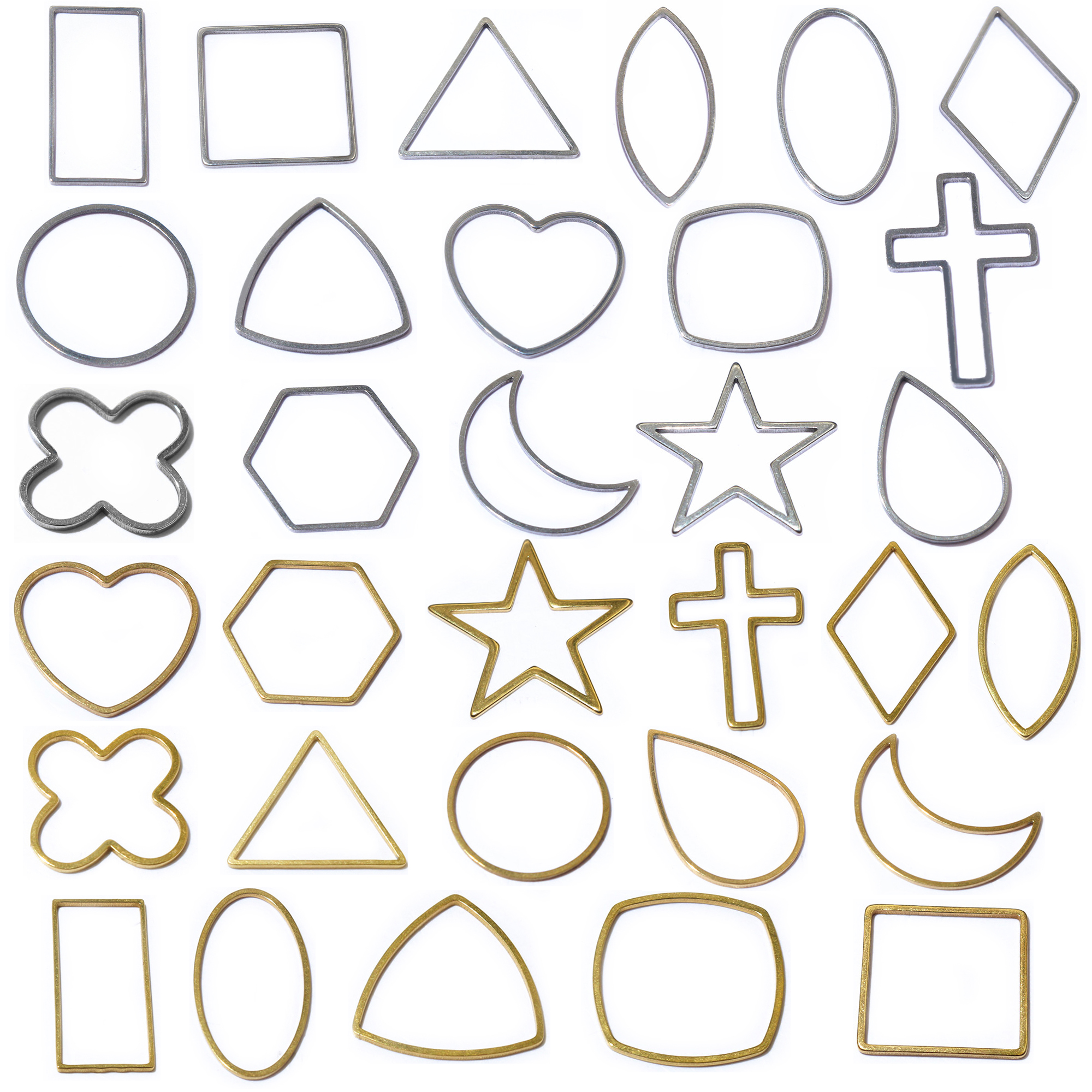 20pcs Moon Star Drop Heart Small Charms Gold Stainless Steel Pendant Open Bezels Hollow Frame Mold Bezel DIY Jewelry Making pen gpt