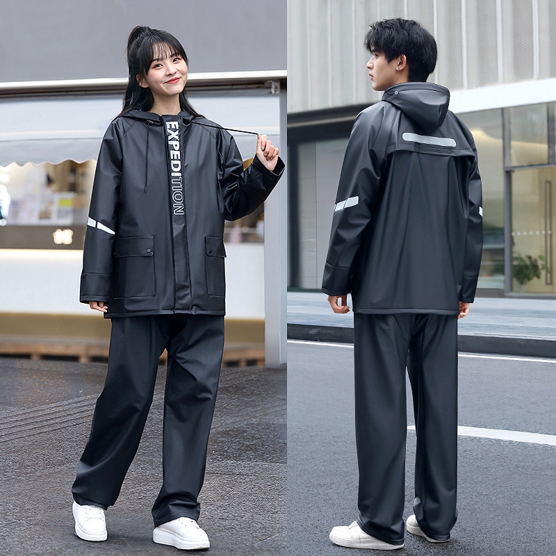 1 Set Split raincoat rain pants suit Full body rainstorm proof take away waterproof suit Reflective motorcycle raincoat suit