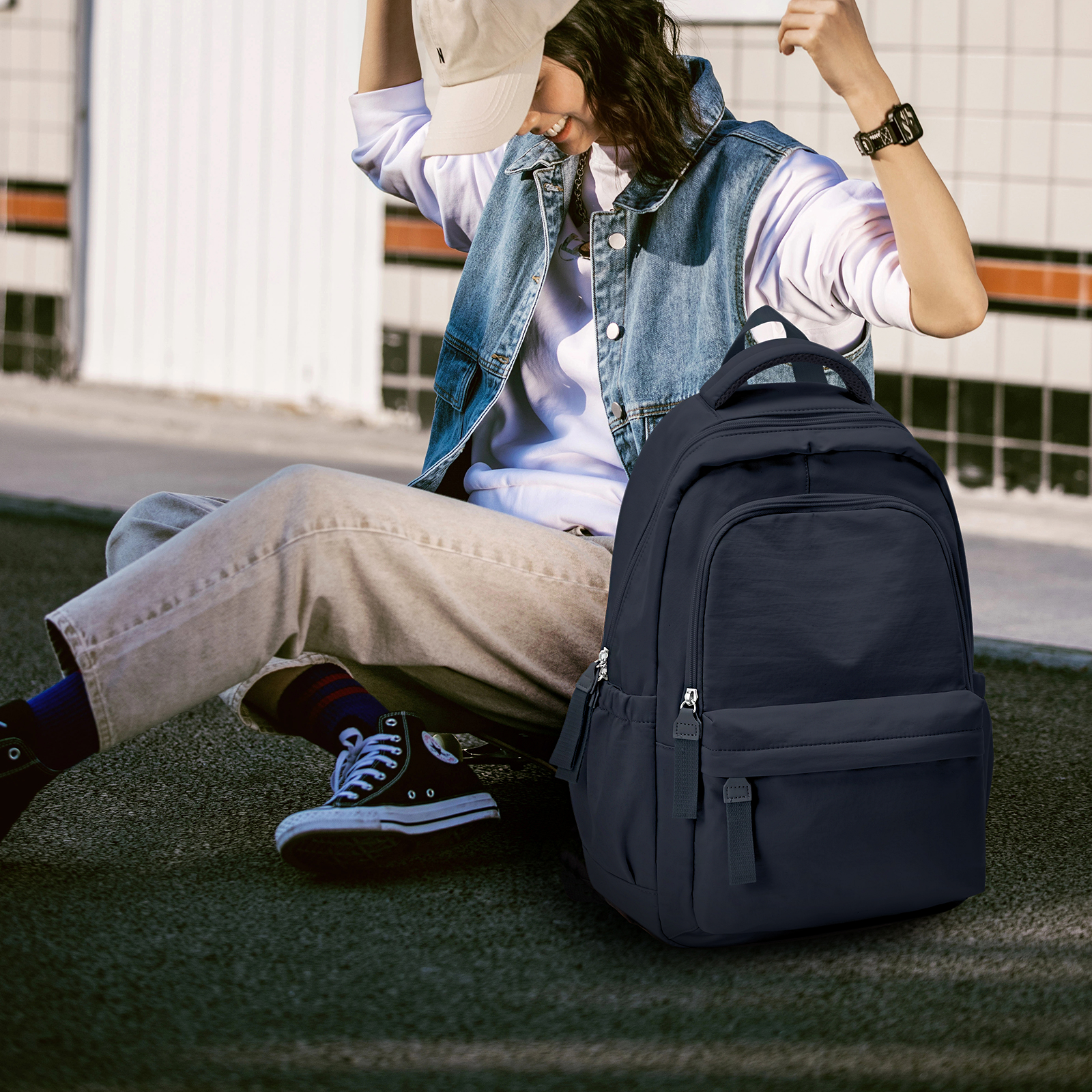 Fashion School Backpack Teenager Black College Korean Bags Ins Daypack Leisure Casual Laptop Bags Boys Girls Travel Backpack New