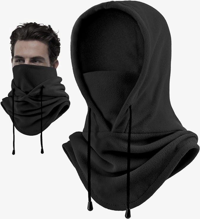 Black Unisex Warm Polar Fabric Mask Cap/ Unisex/ Fleece Fabric/Comfortable