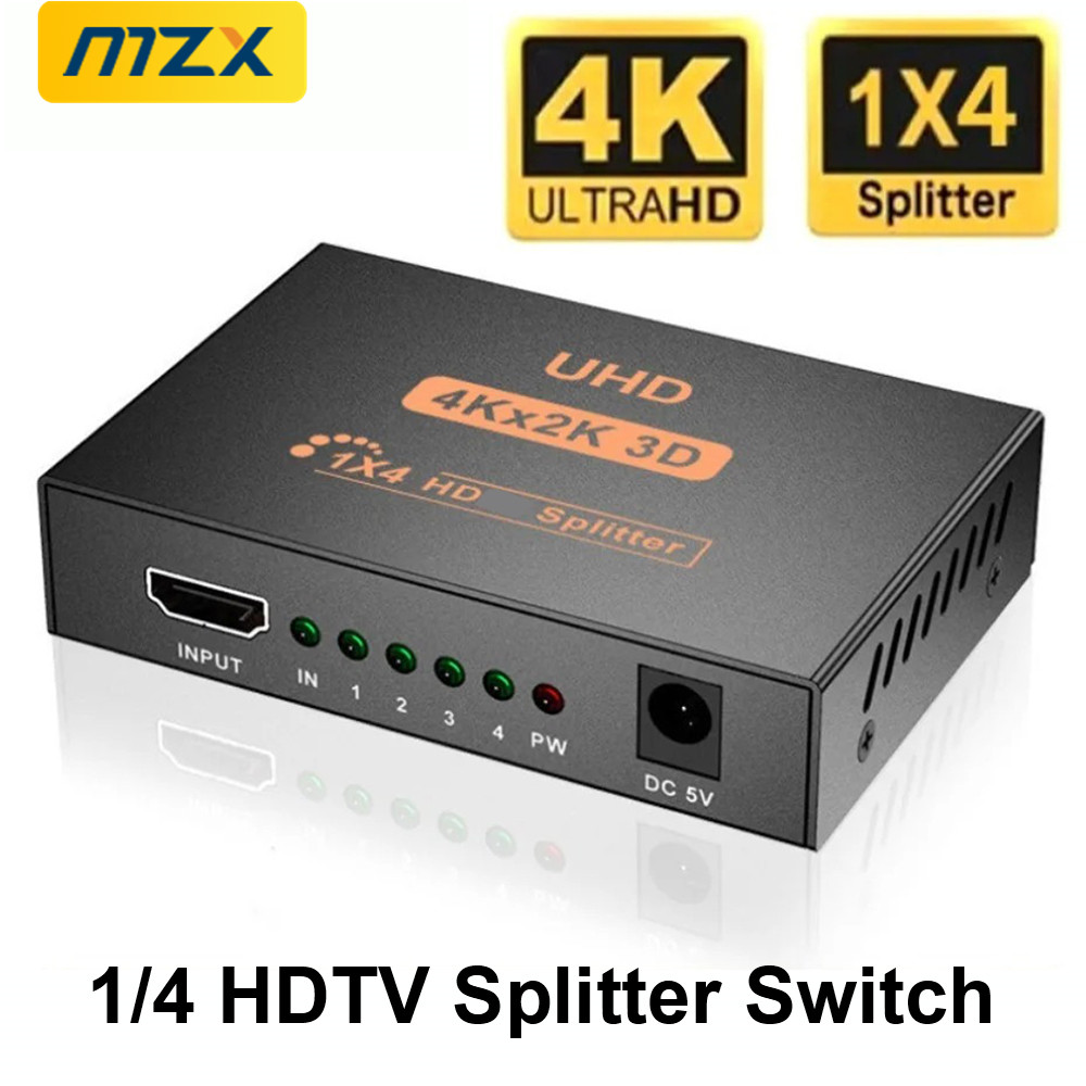 MZX 4K X 2K 1 in 4 out HDMI-compatible Splitter KVM Switch UHD Video Switcher Cable Adapter Monitor Laptop PC HDTV Video Setup