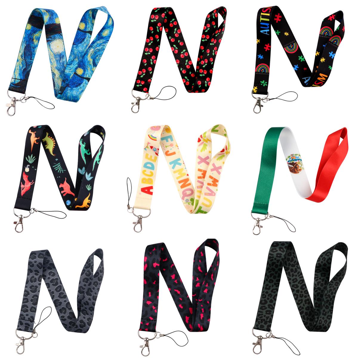 Lanyard Neck Strap Van Gogh Art Dinosaur Leopard Print Keychain ID Card Badge Holder Anti-lost Phone Hanging Rope Accessories