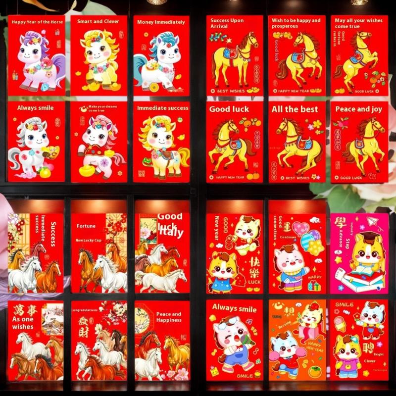 Red Envelope Gift Set for 2026 Horse Year, 6Pcs Chinese New Year Lucky Cash Packets