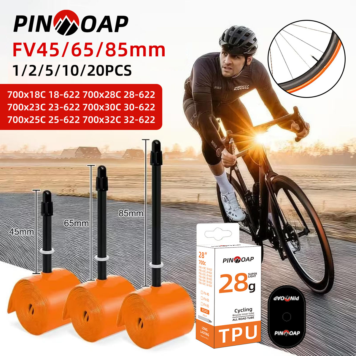 Puncture-Resistant TPU Inner Tube 30g Ultra-Light Anti-Aging with Metal Valve for 18-32C Road & Gravel Bicycle Tire