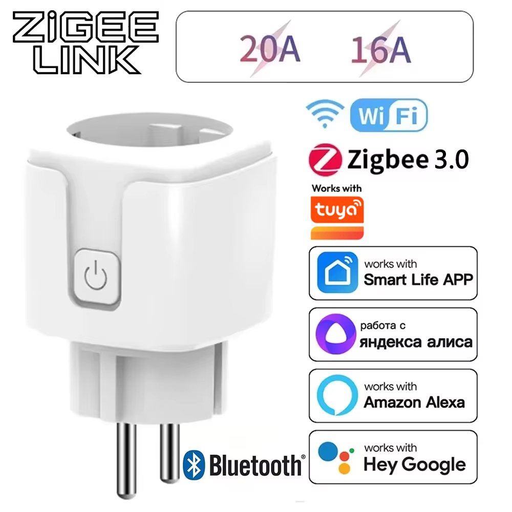Tuya Smart Wifi Zigbee Plug US Standard Wireless Outlet 16A Remote Control Smart Home Appliances Work With Alexa Home