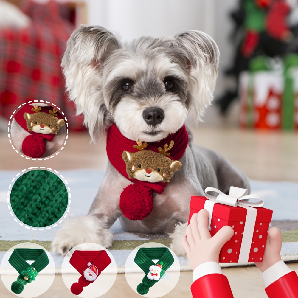 1pc fknitted pet collar, winter cat/dog neck warm scarf, pet Christmas scarf,pet clothing accessories,warm holiday accessories
