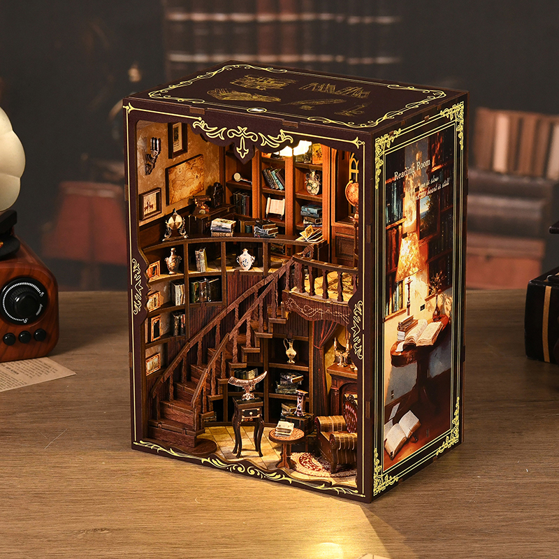 DIY Book Nook Kit Miniature Booknook Wooden Doll House 3D Puzzle Bookshelf Insert For Dollhouses Handmade Toy
