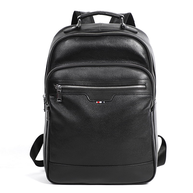 2024 New Design Fashion Men Backpack Brown Genuine Leather Laptop Backpack Schoolbag Boys Day Bag Pack Male Travel Bags Large