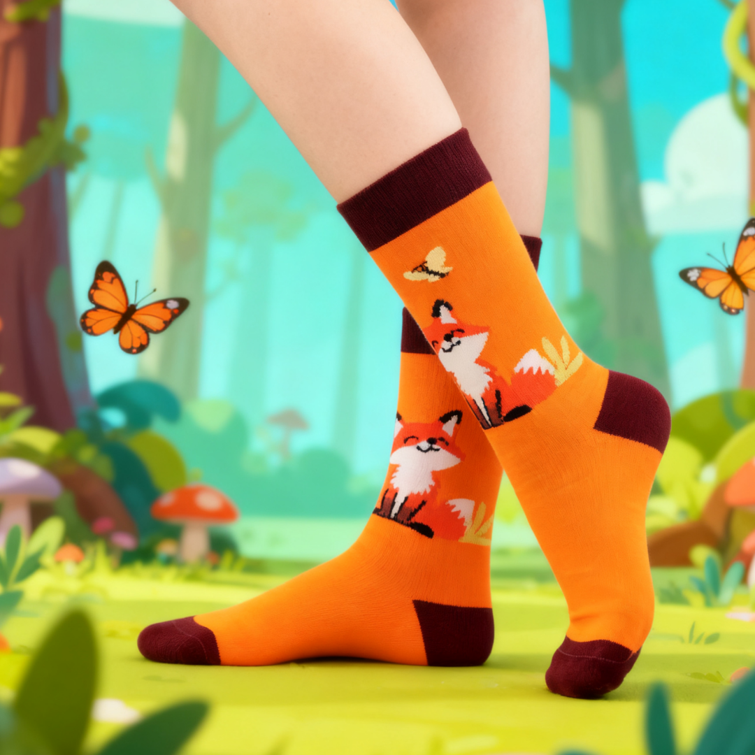 1 Pair Cute Adorable Fox Design Socks for Men And Women Comfortable Stylish Perfect for Casual Wear