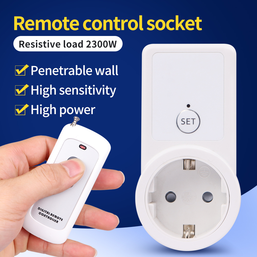 220V 16A Smart Remote Control Socket 433MHz Wireless Plug EU Universal Electrical Socket for Home LED/Light/Fan/Lamp ON OFF