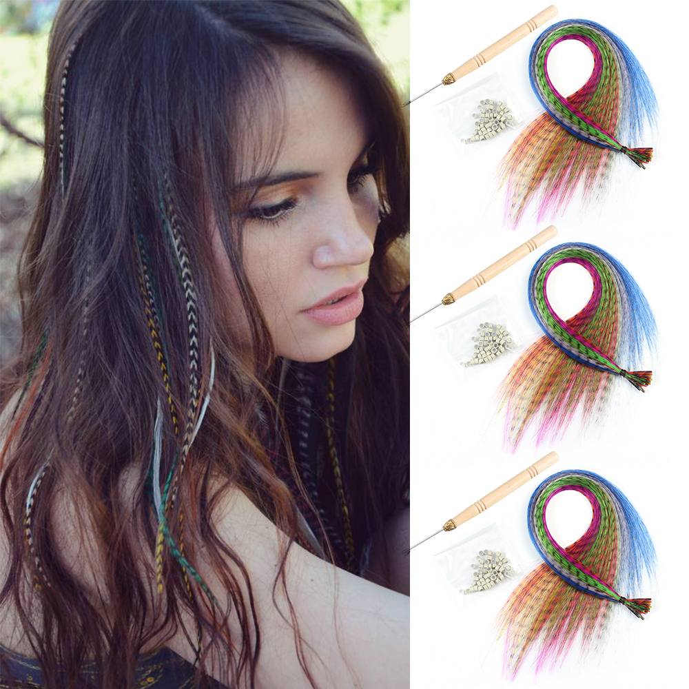 Synthetic Colored for Hair Feather 20 30 40 50 Pieces Tip 16inch Synthetic Hairpiece Zebra Feather Hair