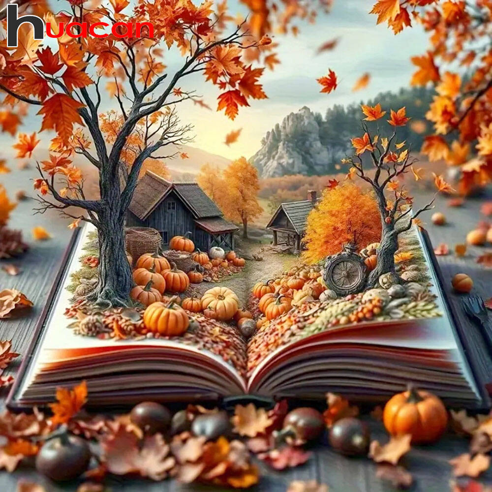 Huacan Book Diamond Painting Autumn Landscape 5D DIY Full Drill Mosaic Rhinestones Art Decorative Paintings