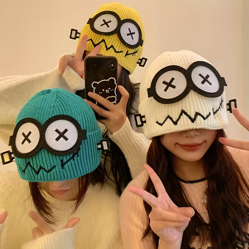 Fun Robot Cartoon Winter Hat|Autumn Warm Ear Protection|Quirky Cute Big-Eyed Design for Thanksgiving,Easter,Christmas Halloween