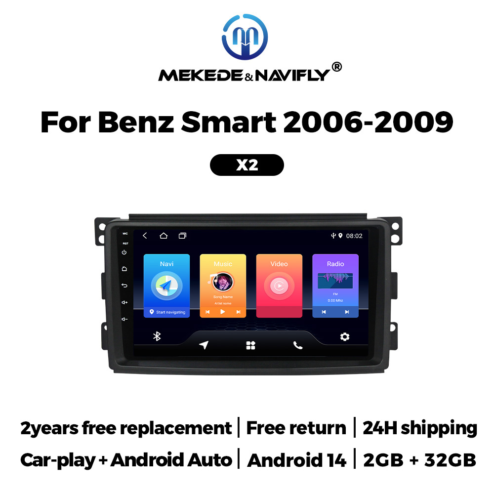 MEKEDE 24h Shipping IPS Touch Screen for Mercedes Benz Smart Fortwo 451 2010-2015 Android 14 Smart System Carplay Car Radio