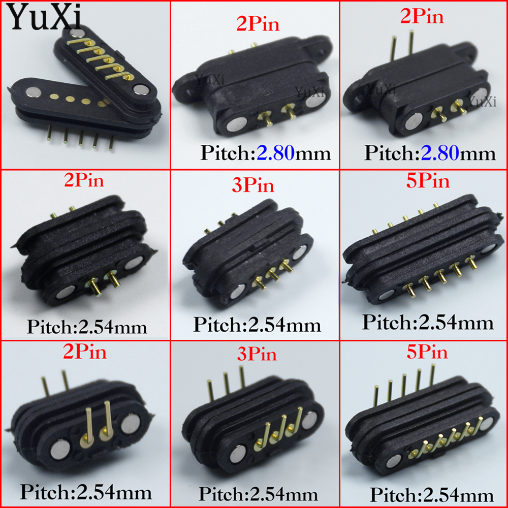 1Set DC Magnetic Pogo Pin Connector 2A 36V Pogopin Male Female Spring Loaded 2Pin 3Pin 5Pin DC Power Socket 2.45mm 2.80MM