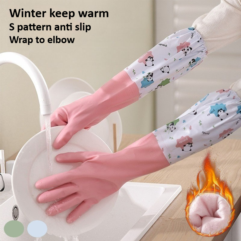 Thicken Women's Dishwashing Long Sleeves PVC Gloves,Waterproof,latex Free,Reusable, Kitchen Cleaning, Working Safety Gloves