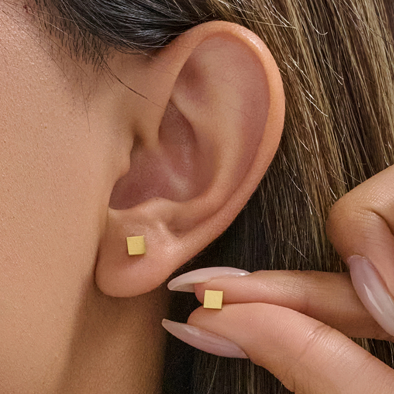 Mini Round Women's Earrings Stainless Steel Cube Round Simple Geometric Earrings Jewelry Valentine's Day