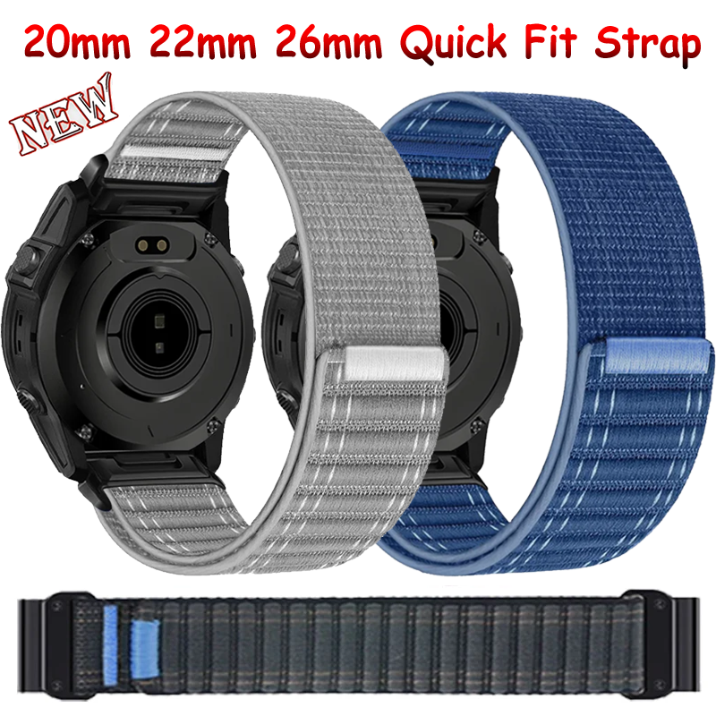 20mm 22mm 26mm Nylon Loop Band For Tactix8/Quatix8/Fenix 8 Wave pattern Braided Bracelet Forerunner 970/Instinct 3 Correa