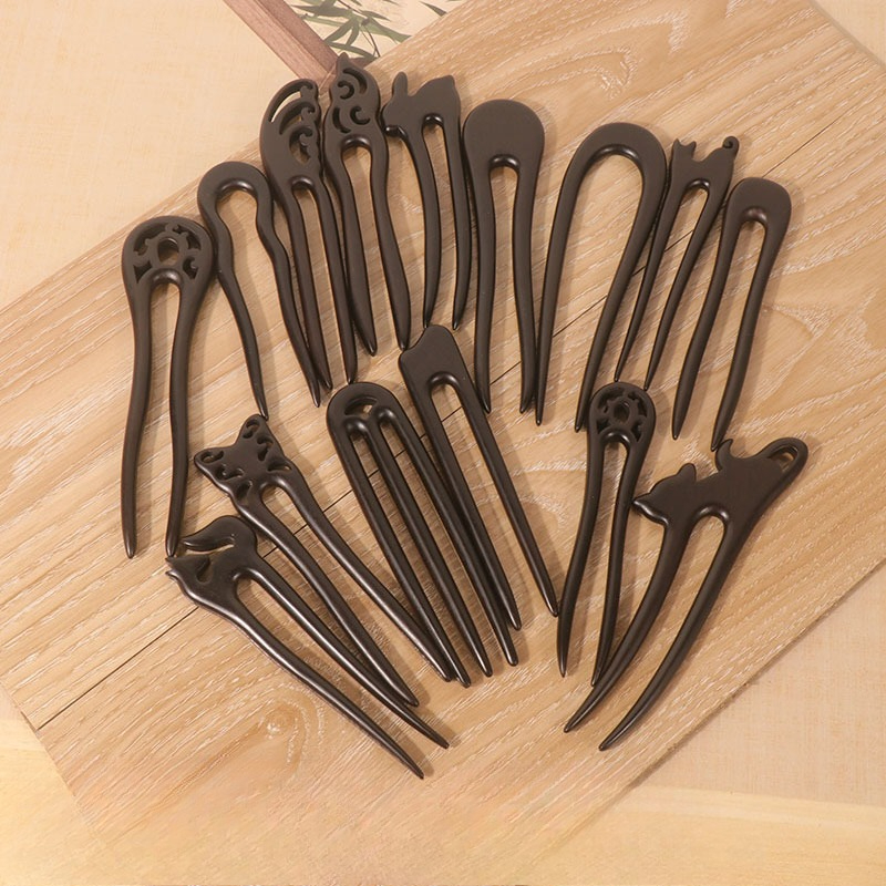 Purple Light Ebony Wood Hairpin Antique Style Hairpin Coiled Hair Hairpin Retro U-shaped Hairpin Hairpin