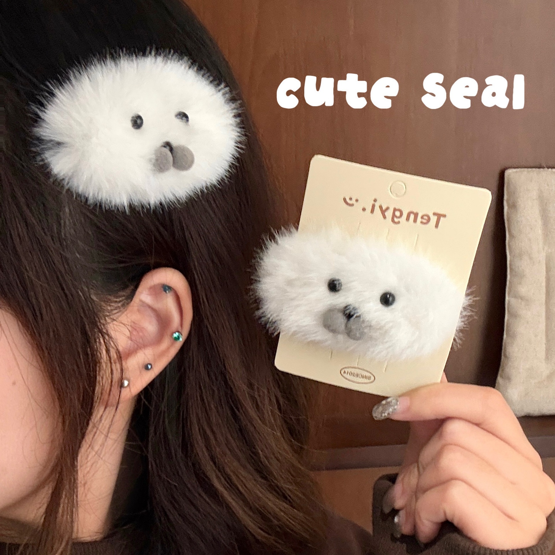 1/4 Pcs Cute Plush Little Seal Hair Clip Hair Accessory Versatile Cute Pet Bangs Clip Side Broken Hair Clip