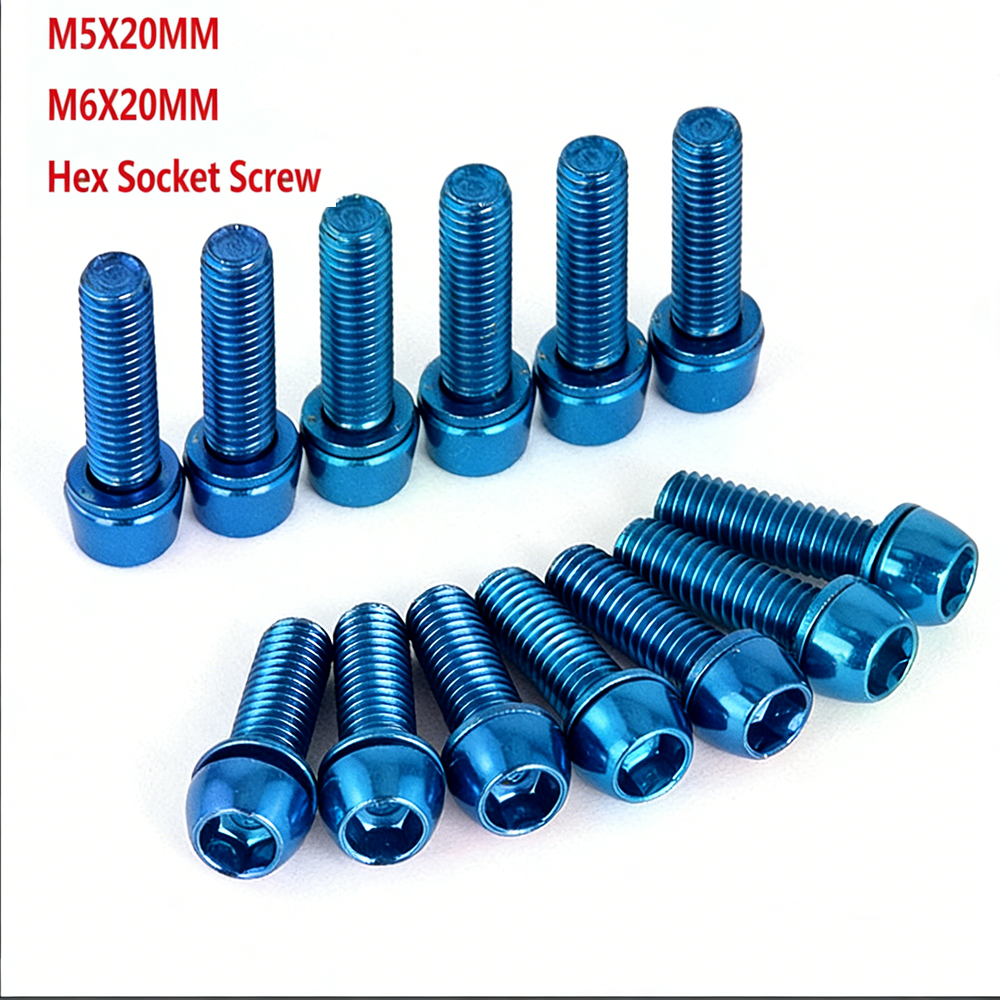 1/3pcs Bicycle Handlebar Screws Titanium-plated Stainless Steel M5X20MM M6X20MM MTB Bike Handle bar Stem Riser Screw In Bolts