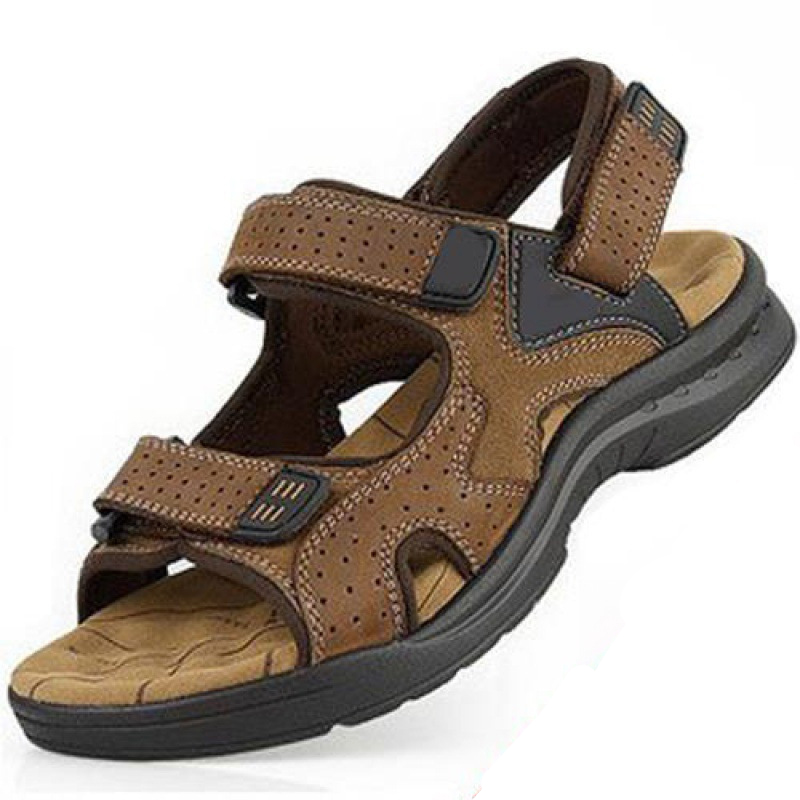 New Brand Classic Mens Sandals Summer Genuine Leather Sandals Men Outdoor Casual Lightweight Sandal Fashion Men Sneakers BigSize