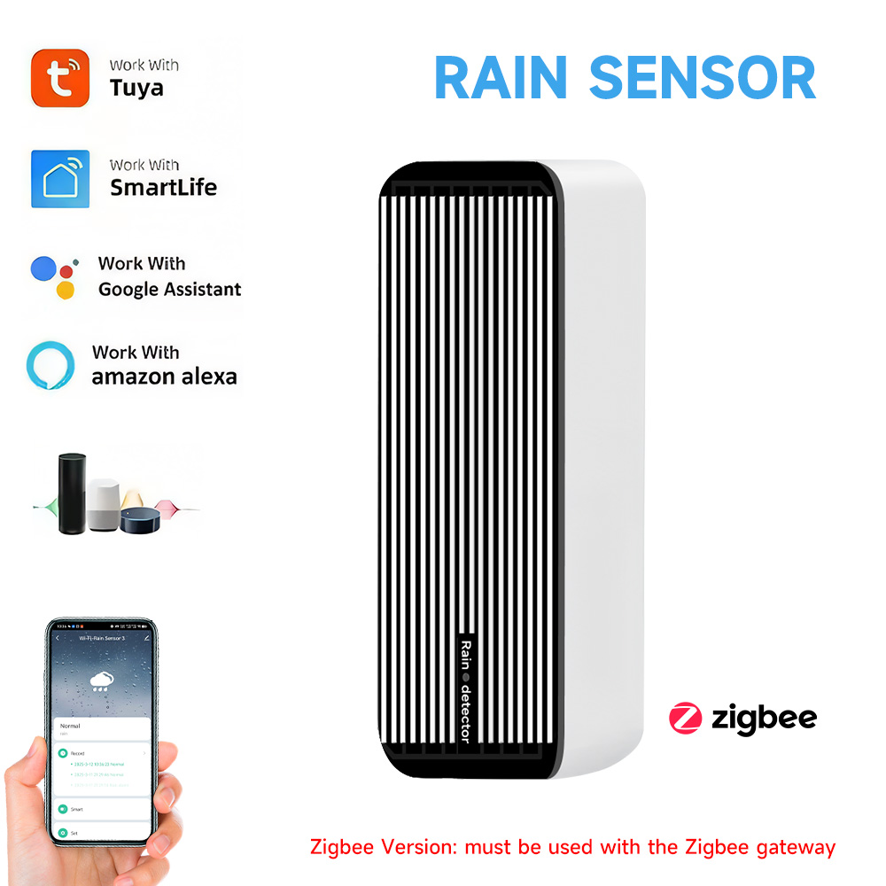 Tuya Smart Zigbee Rain Sensor Smart Life APP Remote Control 2in1 Rainwater flood Detector for House Outdoor