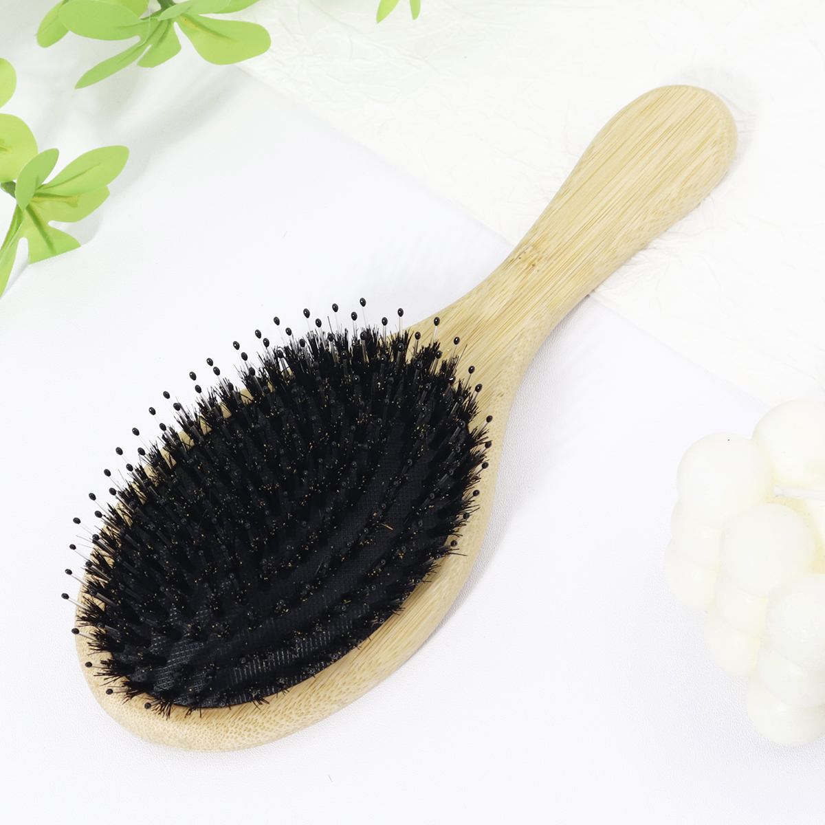 1pc bamboo and wood air cushion hair brush, natural mane and anti slip grip, scalp massager,Special for real hair