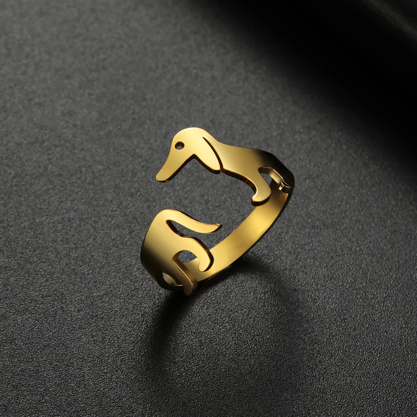 Cute Dachshund Dog Thai Silver Adjustable Rings Original Open Sausage Dog Pet Rings for Women Men Lovers pen gpt
