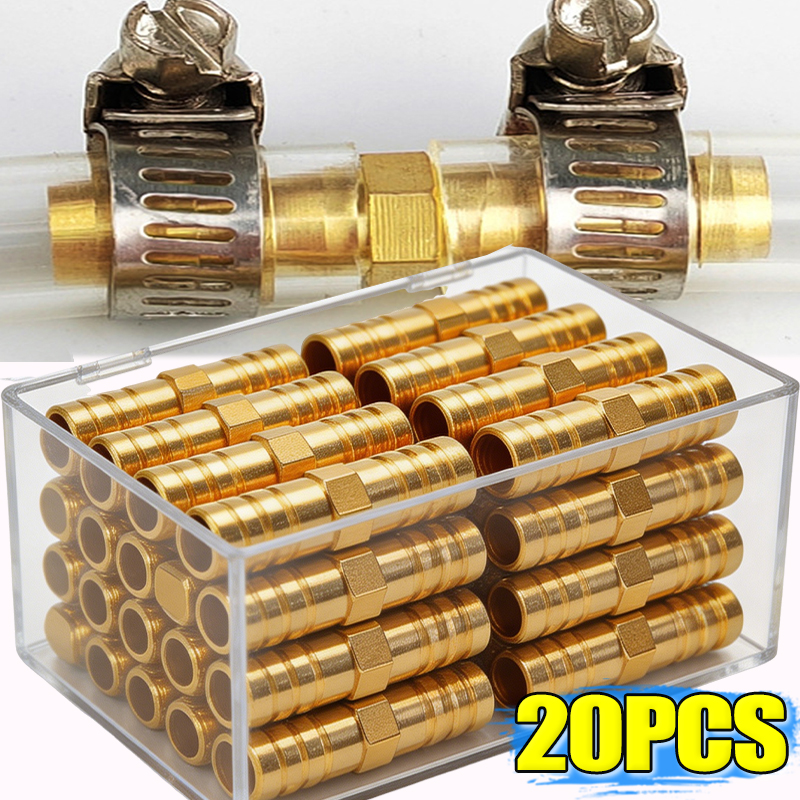 6/8/10/12mm Hose Connectors Brass Water Pipe Fittings Straight Connection Double Pagoda Joint Fuel Line Copper Barbed Coupler