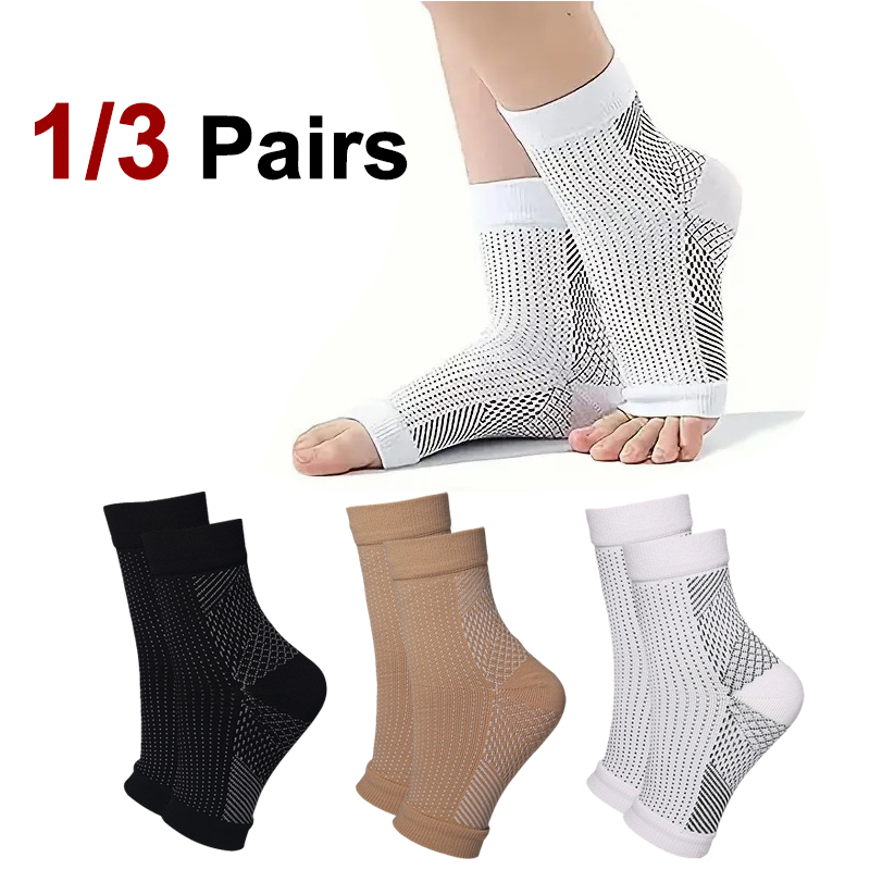 1/3 Pair Unisex Arch Support Without Toe Design Ankle Sock Breathable Suitable Daily Wear Outdoor Activities Sports Leisure Sock