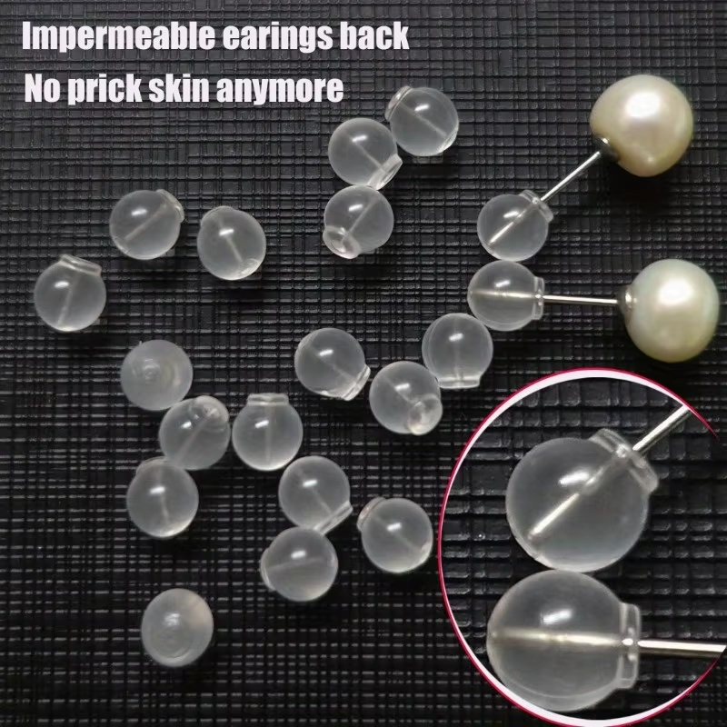 20pcs Soft Silicone Earring Backs Anti-Slip Leak-Proof Clear Ball Design for DIY Jewelry Making Comfortable Safety Stud Back