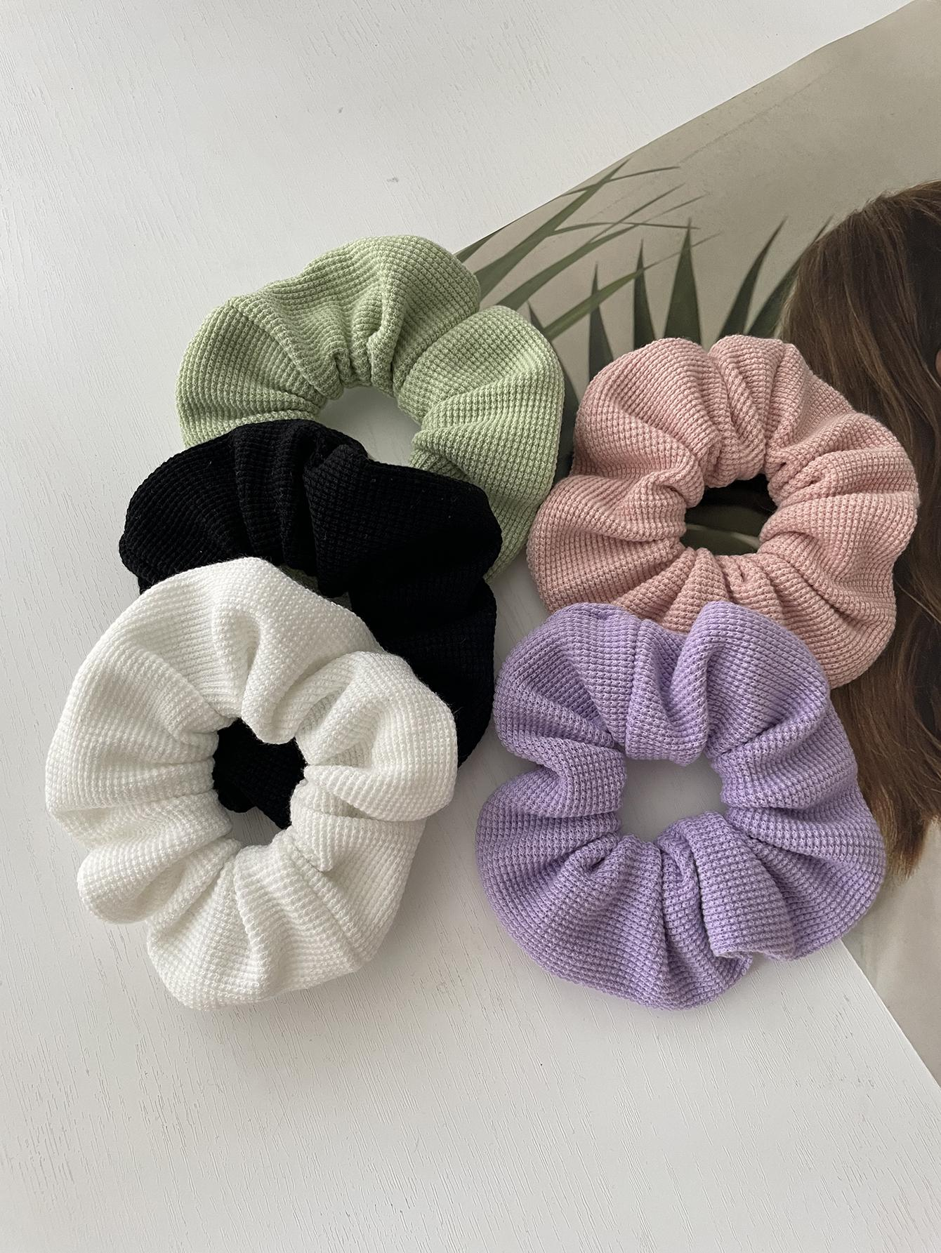 1/5Pcs Women Solid Fashion Scrunchies For Spring & Summer CasualHair Ties Scrunchy Hair Ties ,Head Piece