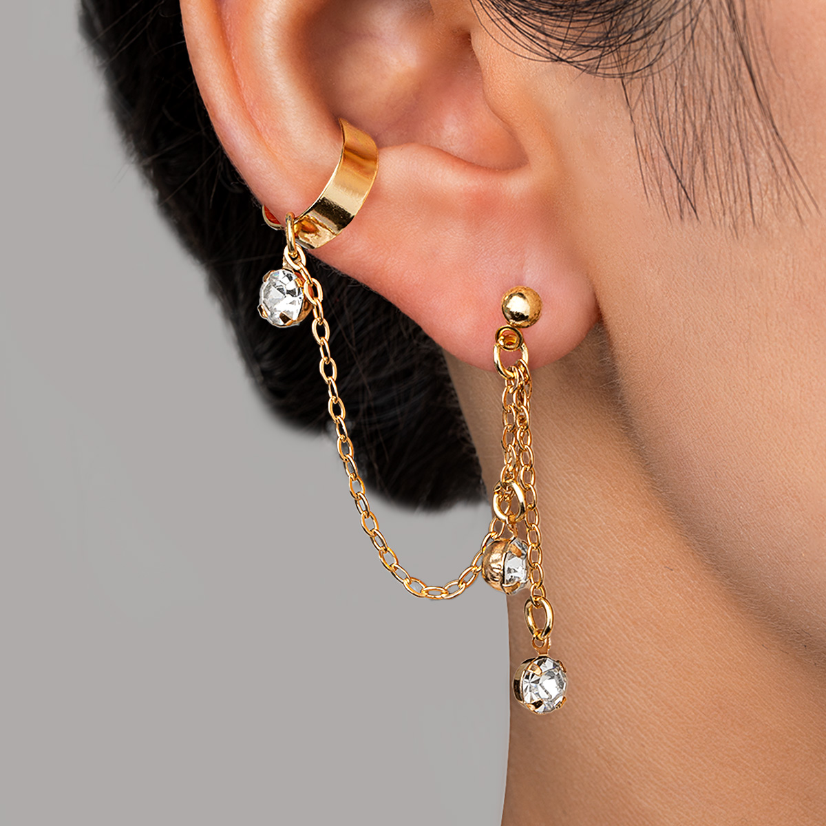 1 pair of fashionable and elegant zircon pendants with long tassels for women's ear loops and earrings